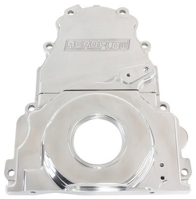Aeroflow Performance  2-Piece Billet Aluminium Timing Cover - Polished Finish Suit GM LS Series. Includes Mounting Hardware and Cam Sensor Plug