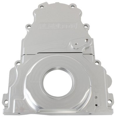 Aeroflow Performance  2-Piece Billet Aluminium Timing Cover - Silver Finish Suit GM LS Series. Includes Mounting Hardware and Cam Sensor Plug