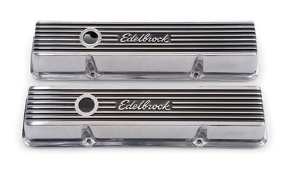 Edelbrock  Elite 2 Series Short Valve covers - Polished Suit SB Chev With Edelbrock Logo
