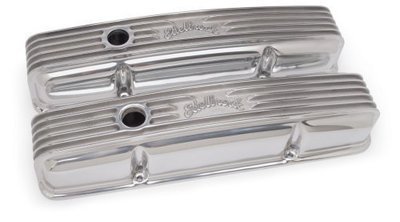 Edelbrock  Classic Aluminium Series Valve Covers - Polished Finish 1959-86 Small Block Chevy 262-400 with oil fill hole, 3-1/2