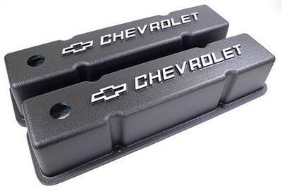 Racing Power Company  Black S/B Valve Covers with Bowtie 