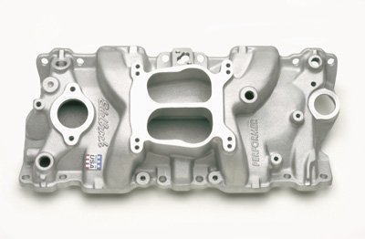 Edelbrock  Performer Intake Manifold SB Chevy 1987-95, Idle - 5500 rpm, Dual Plane, non-EGR, canted centre bolt holes