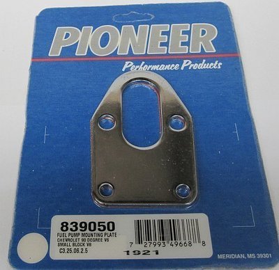 Pioneer  Fuel Pump Mount Plate - Chrome Finish Suit Small Block Chevy