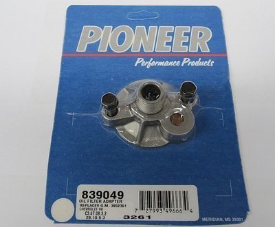 Pioneer  Oil Filter Adapter with Bypass Suit Small Block Chevy 1968-99 (except LT1), Big Block Chevy 1968-89