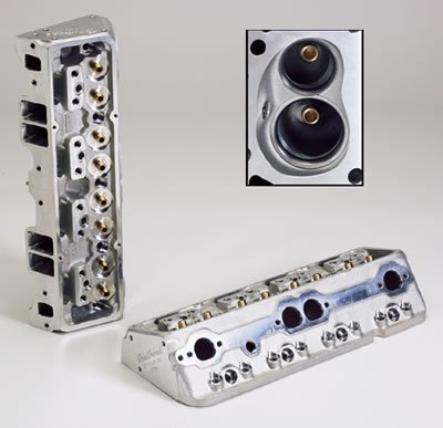 Edelbrock  Performer RPM Cylinder Heads - Single - Bare SB Chevy, 64cc combustion chambers with straight plugs, 185cc Intake port