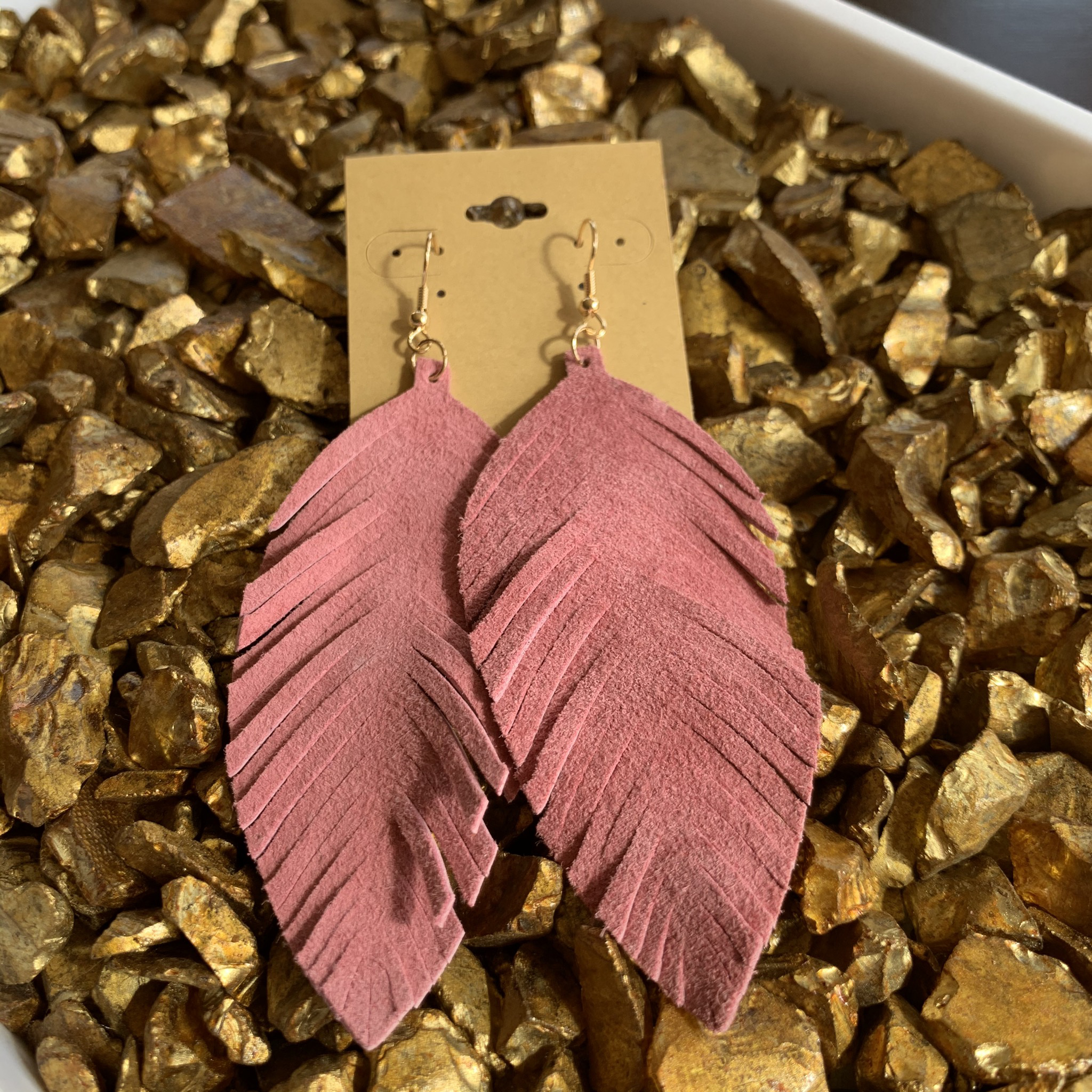 Leafy Faux Suede Earrings
