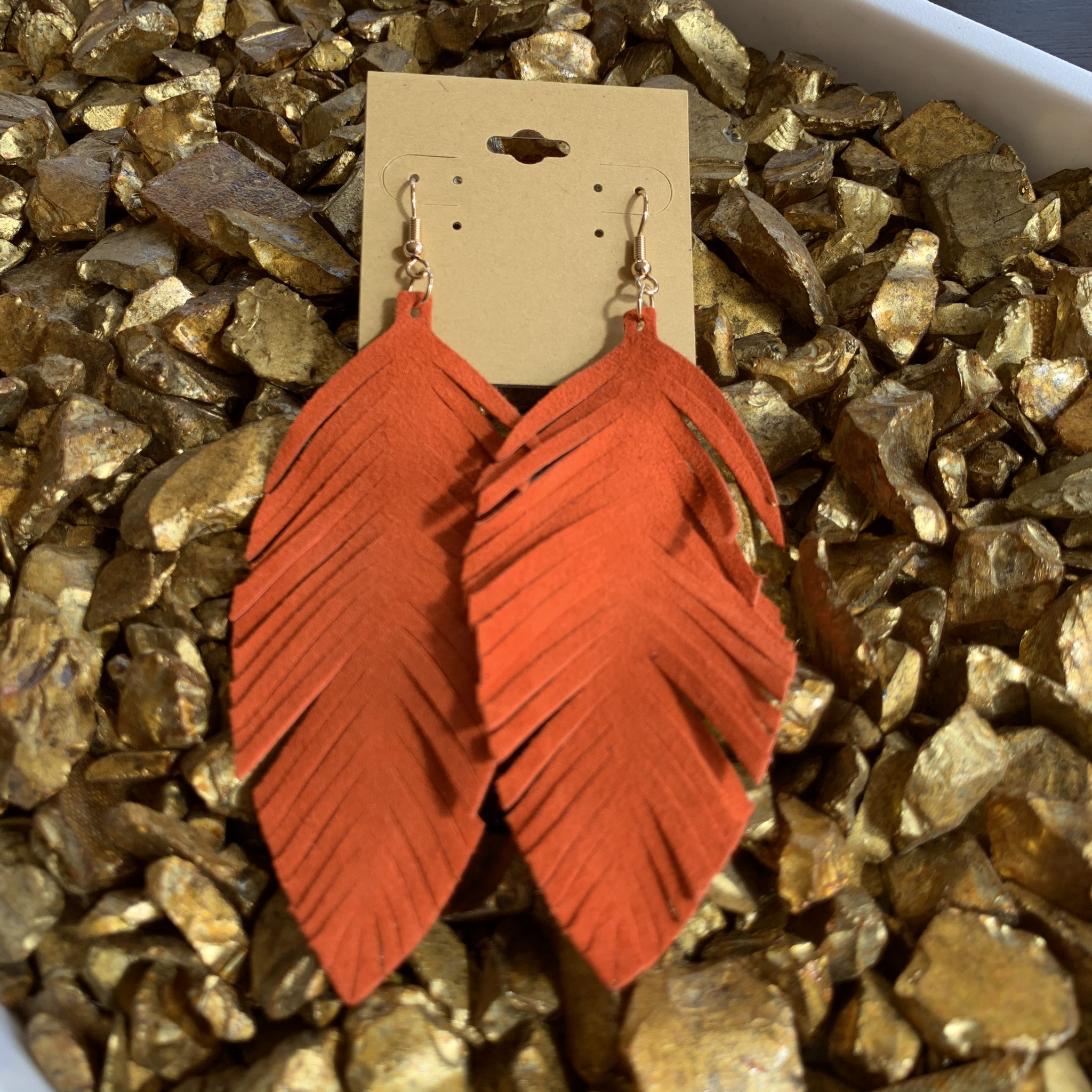 Leafy Faux Suede Earrings UPAC001-LEAFY