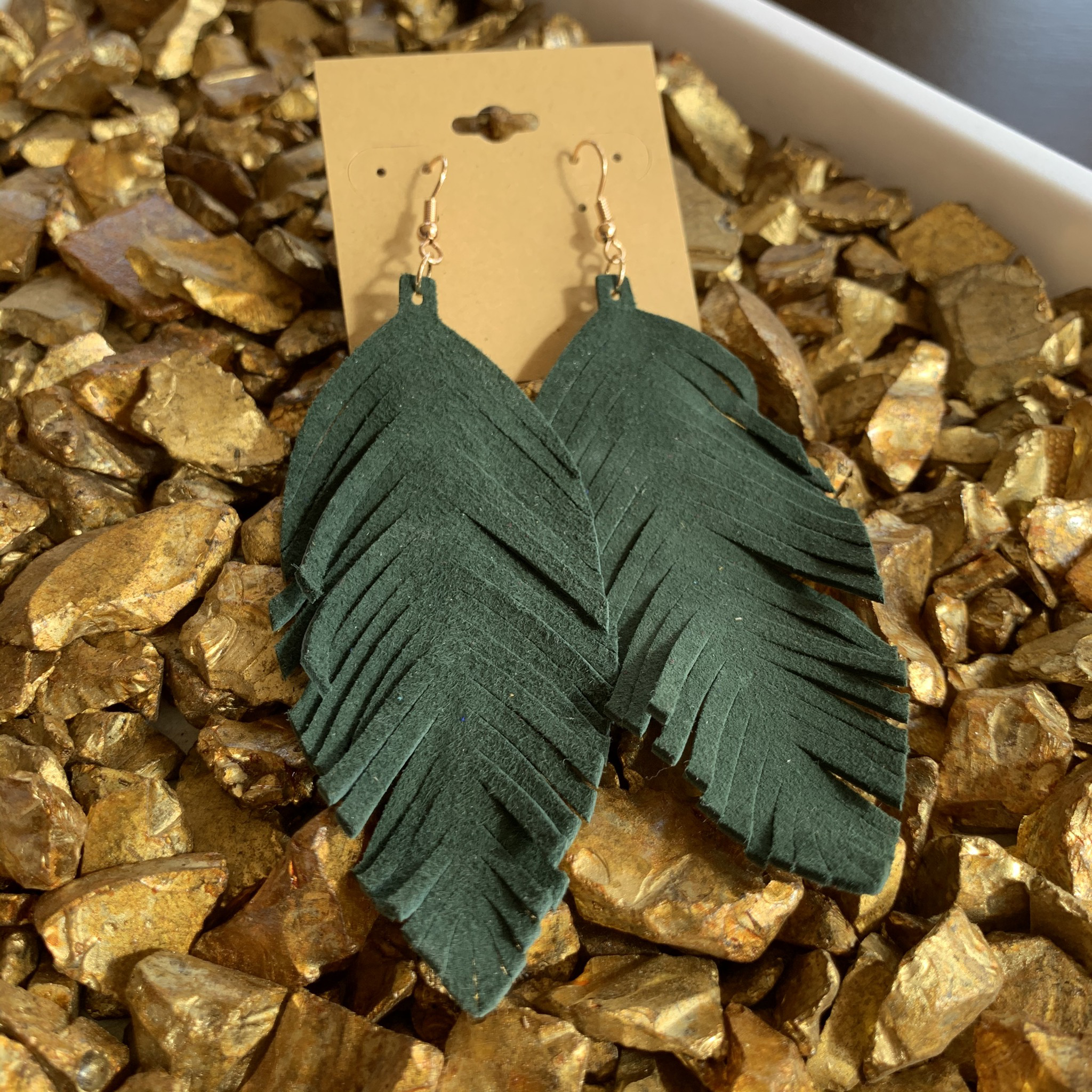 Leafy Faux Suede Earrings