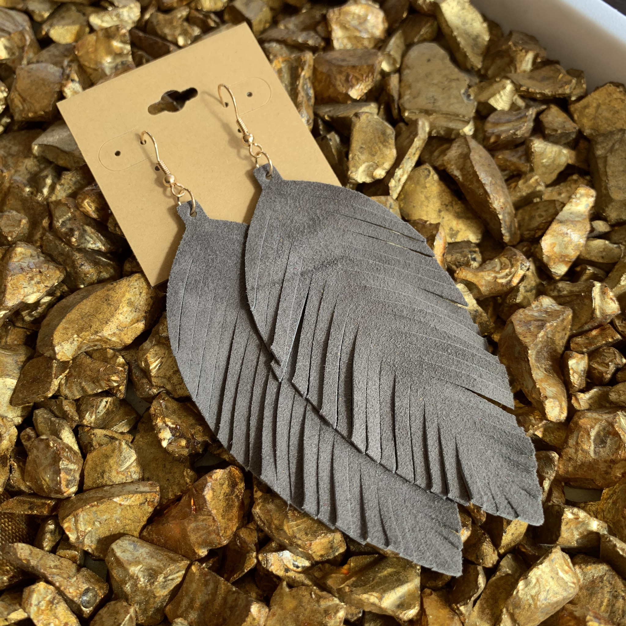 Leafy Faux Suede Earrings