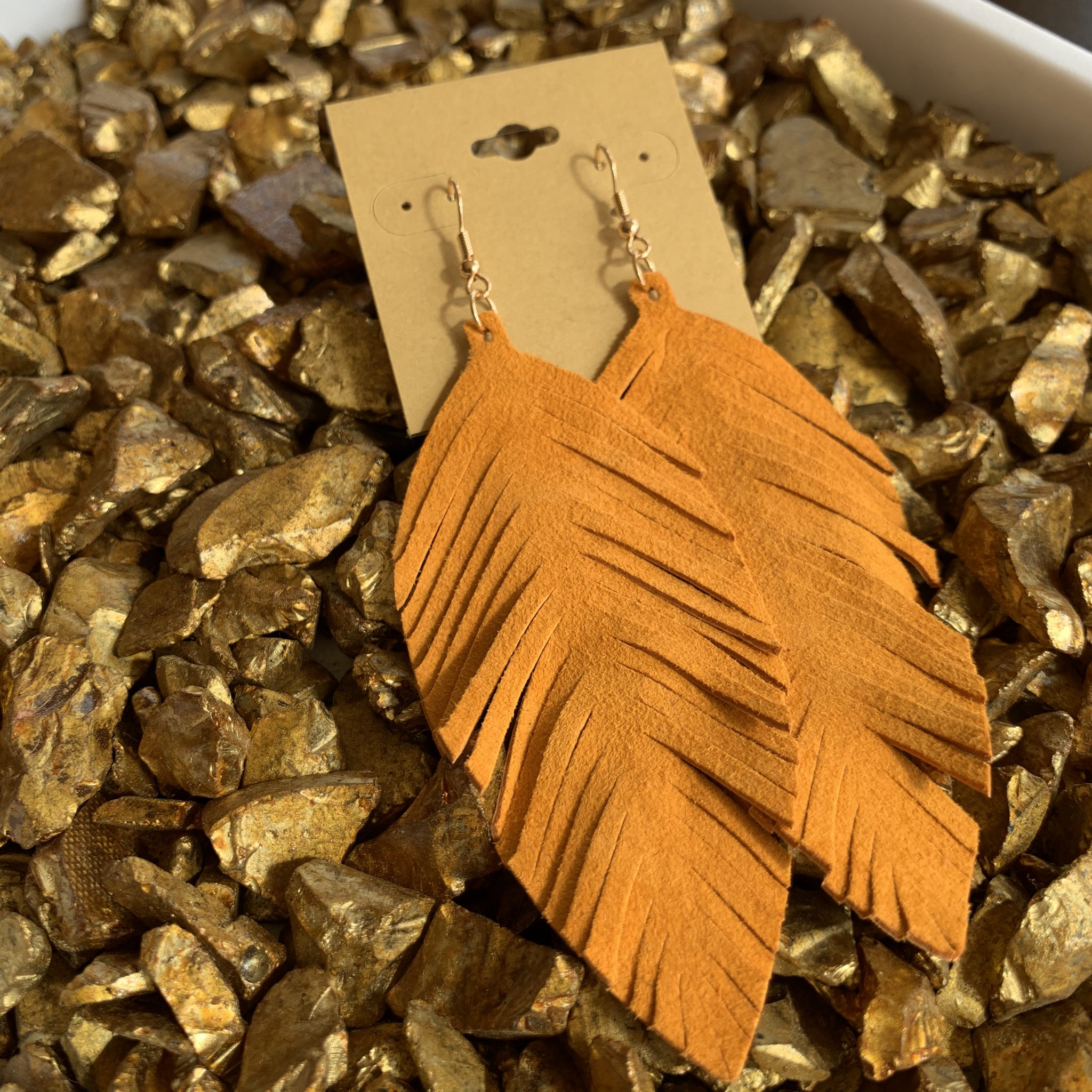 Leafy Faux Suede Earrings