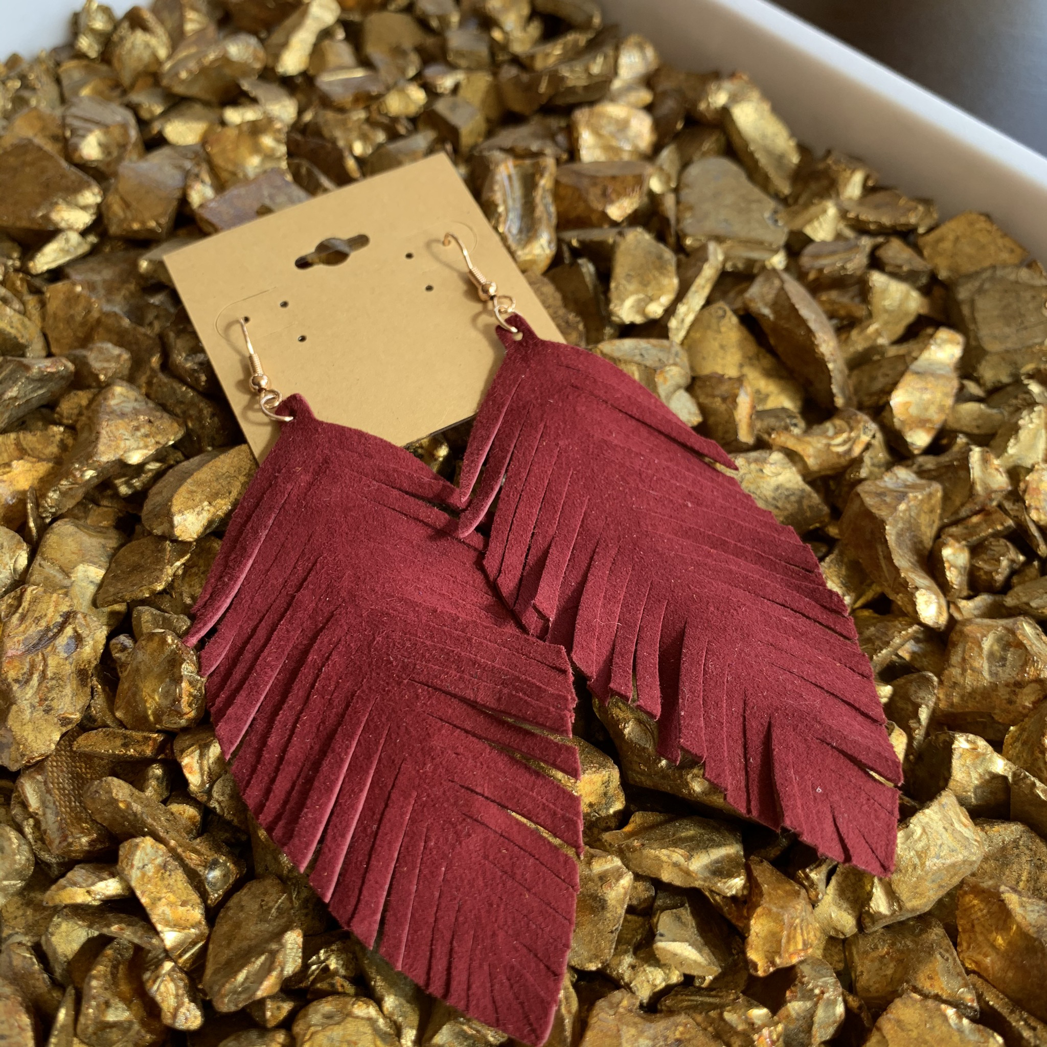 Leafy Faux Suede Earrings