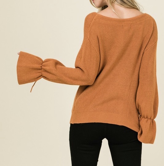 Baby It's Cold Sweater Caramel Back View