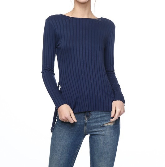 Blueberry Mist Ribbed Top UPSH681-BLUEBERRYMIST