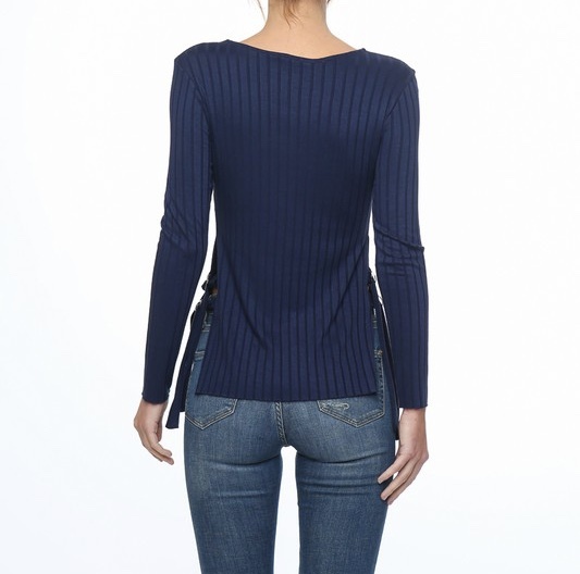 Blueberry Mist Ribbed Top Back View