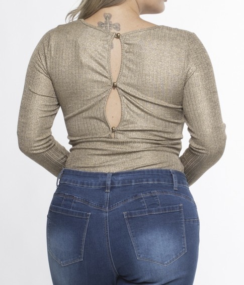 Tasha Shimmer Bodysuit Gold Back View