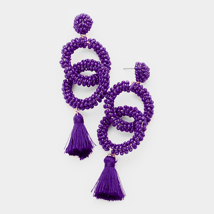 Nari Tassel Earrings Purple
