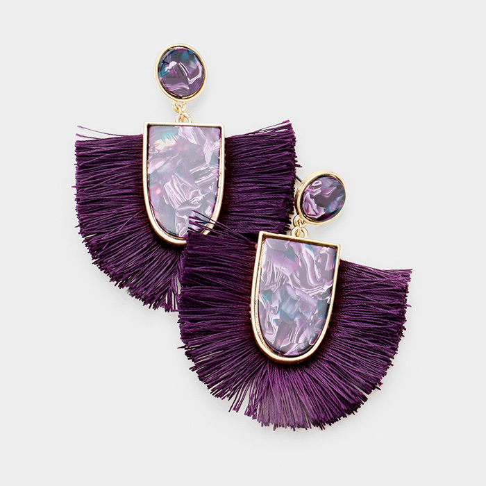 Kamari Tassel Earrings Eggplant