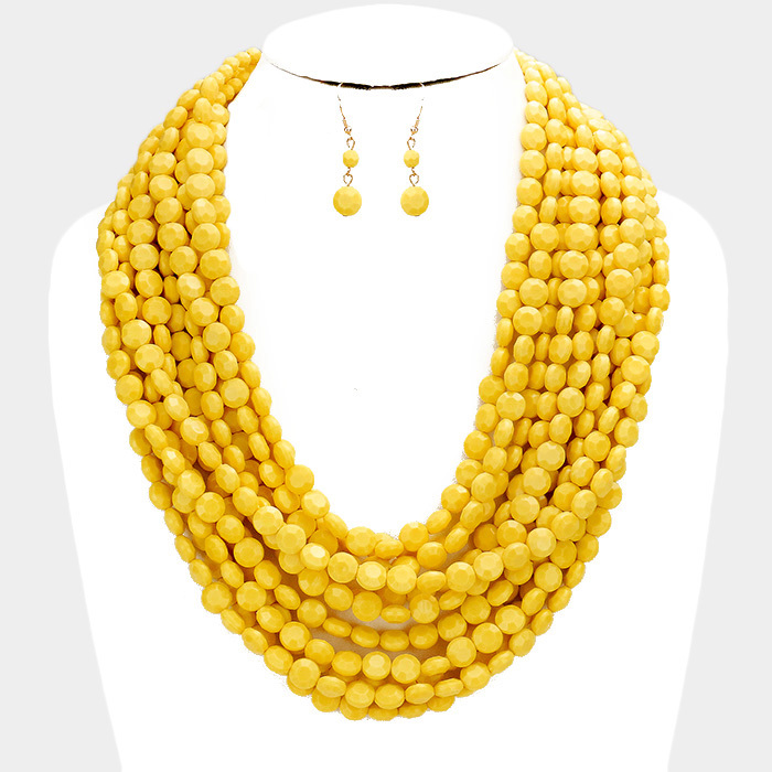 Oia Bauble Necklace Mustard