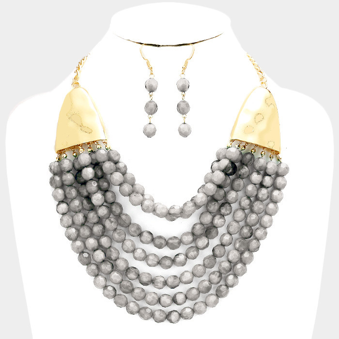 Chania Bauble Necklace Grey