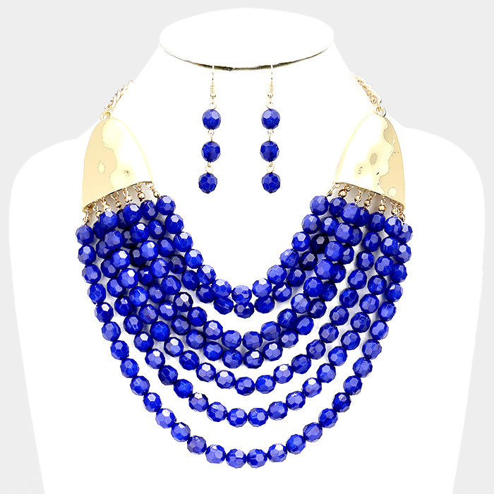 Chania Bauble Necklace Royal Blue