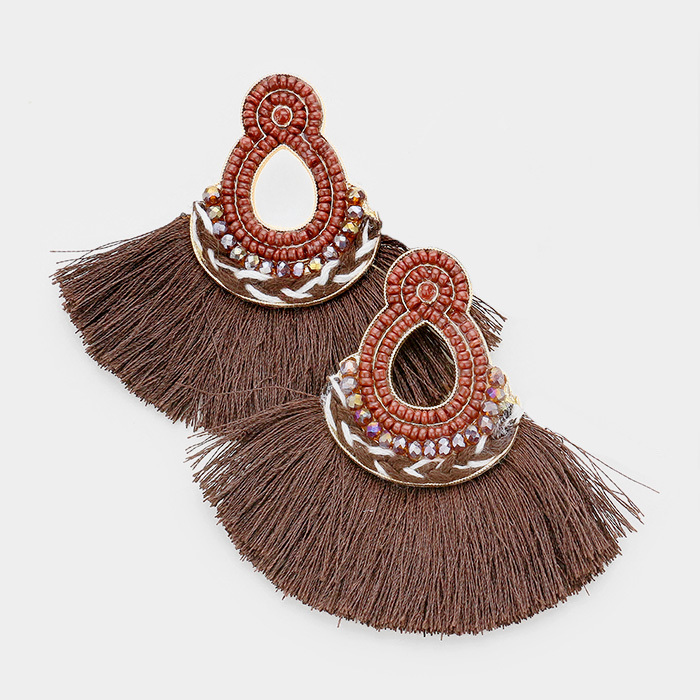 Mira Mira Tassel Earrings Brown