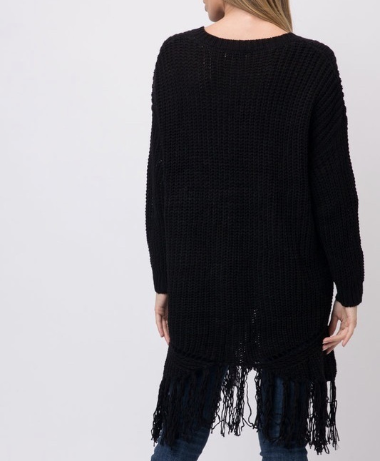 Ebony Oversized Fringe Sweater