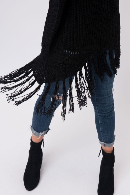 Ebony Oversized Fringe Sweater