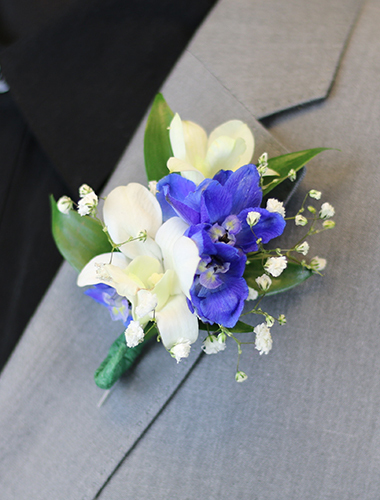 Orchid & Delphinium Boutonniere 030A132-6401