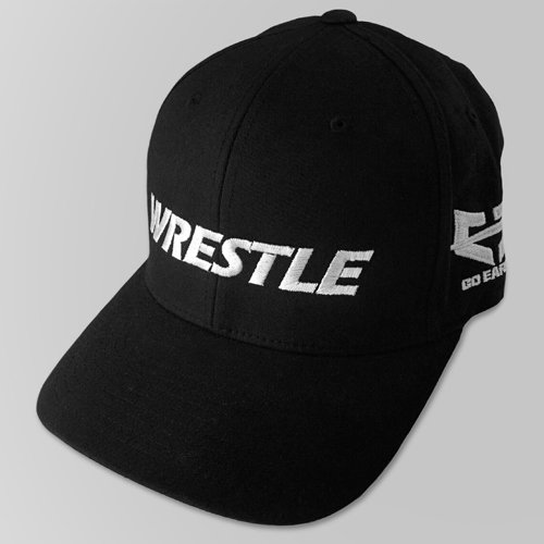 WRESTLE Fitted Hat - Black 04-001-000-00104-**-WRESTLE_HatFit_BlkBILL_BlkTOP_WhtLTR-Mix-