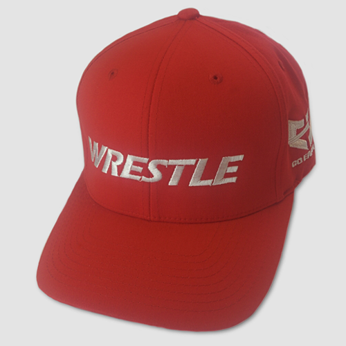 WRESTLE Fitted Hat - Red 04-001-000-00105-**-WRESTLE_HatFit_RedBILL_RedTOP_WhtLTR-Mix-