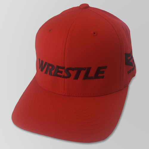 WRESTLE Fitted Hat - Red 04-001-000-00106-**-WRESTLE_HatFit_RedBILL_RedTOP_BlkLTR-Mix-