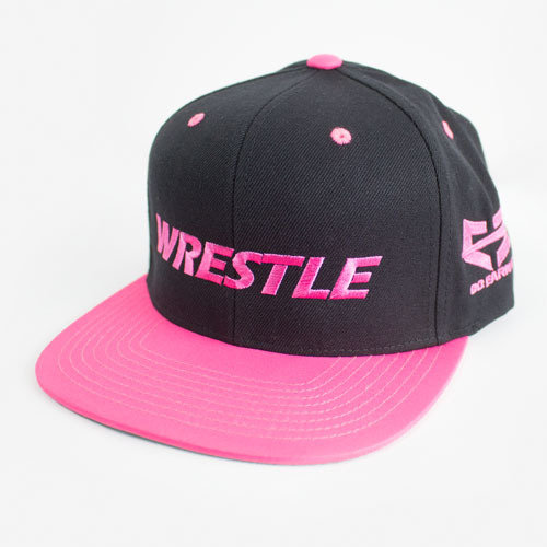 WRESTLE Snapback Hat - Black and Pink 04-001-000-00109-**-WRESTLE_HatSnap_PnkBILL_BlkTOP_PnkLTR-Mix-