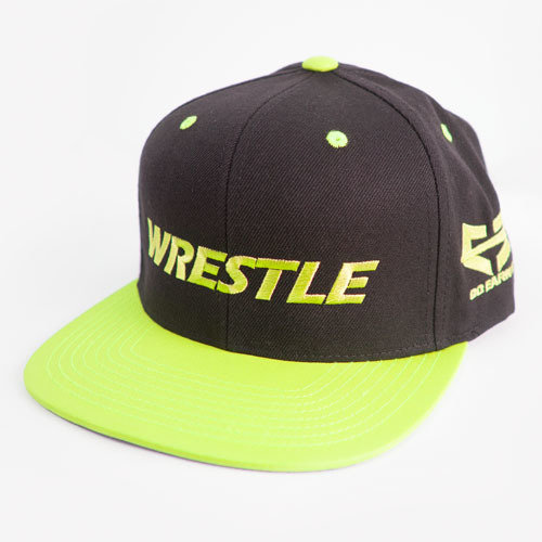 WRESTLE Snapback Hat - Black and Neon Yellow 04-001-000-00110-**-WRESTLE_HatSnap_YelBILL_BlkTOP_YelLTR-Mix-