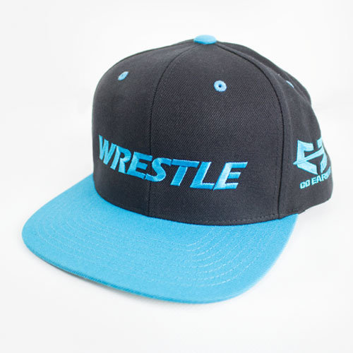 WRESTLE Snapback Hat - Black and Blue 04-001-000-00108-**-WRESTLE_HatSnap_BluBrtBILL_BlkTOP_BlueBrtLTR-Mix-