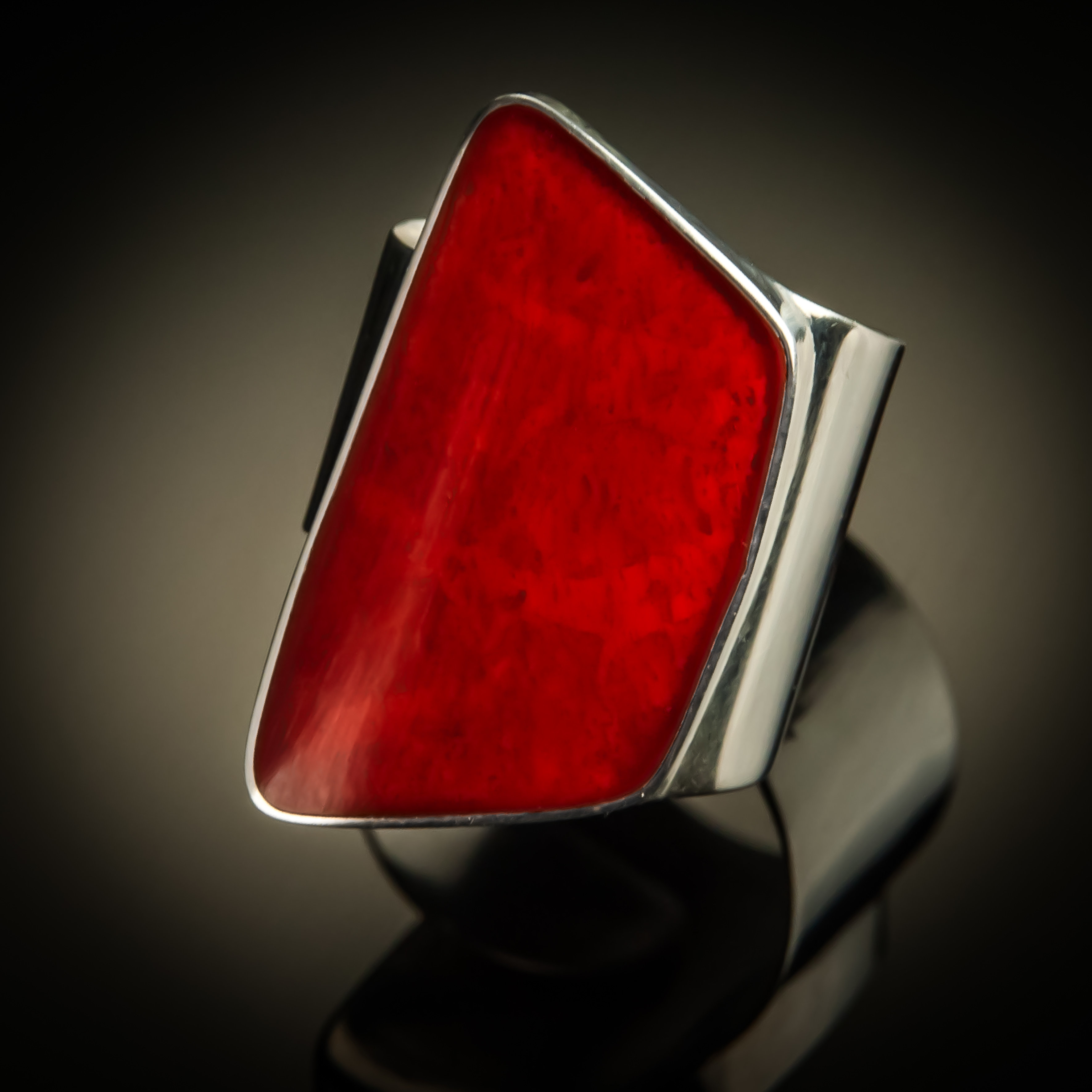 Sterling Silver Wide Angled Adjustable Ring R-09031