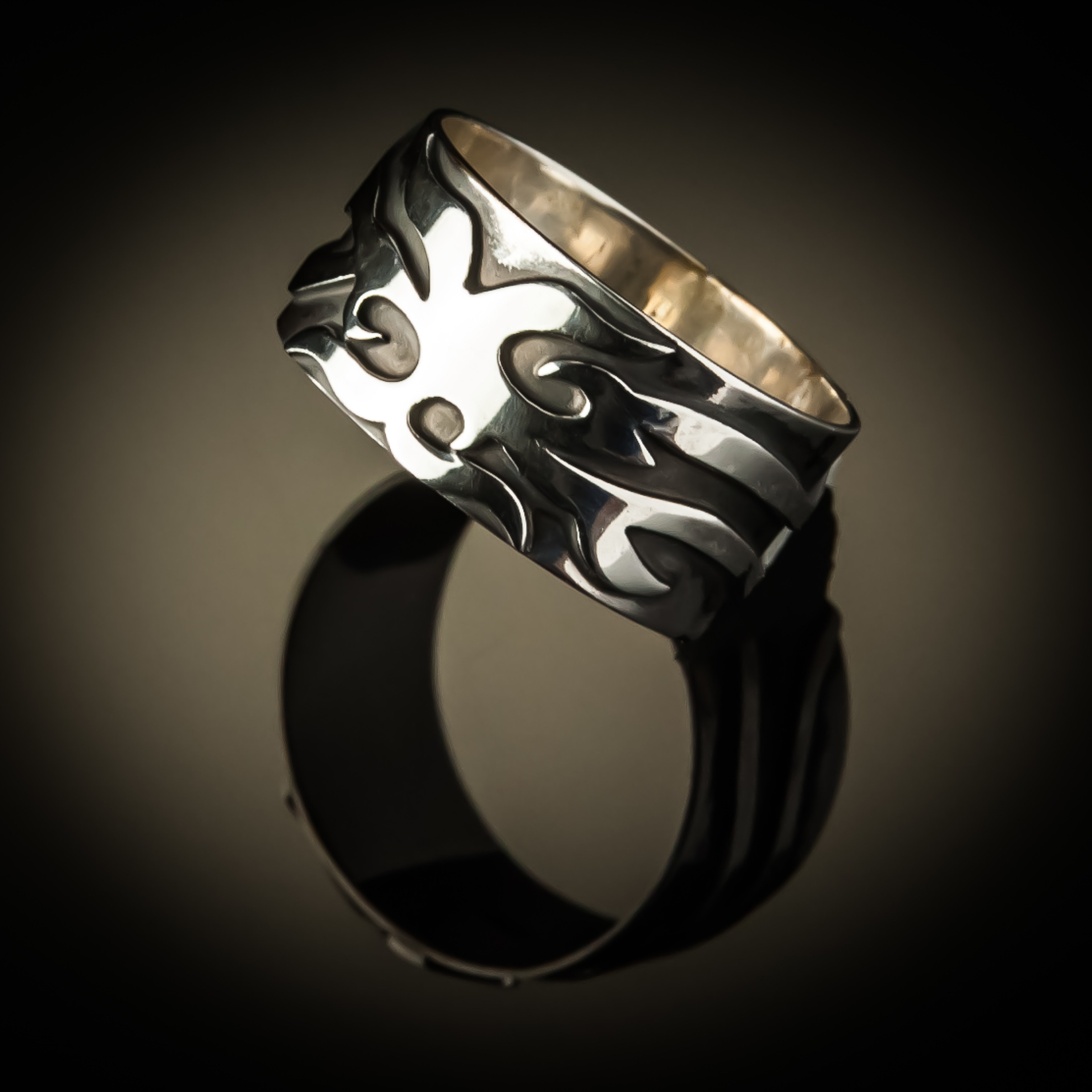 Sterling Silver Harley Flame Unisex Ring R-09008