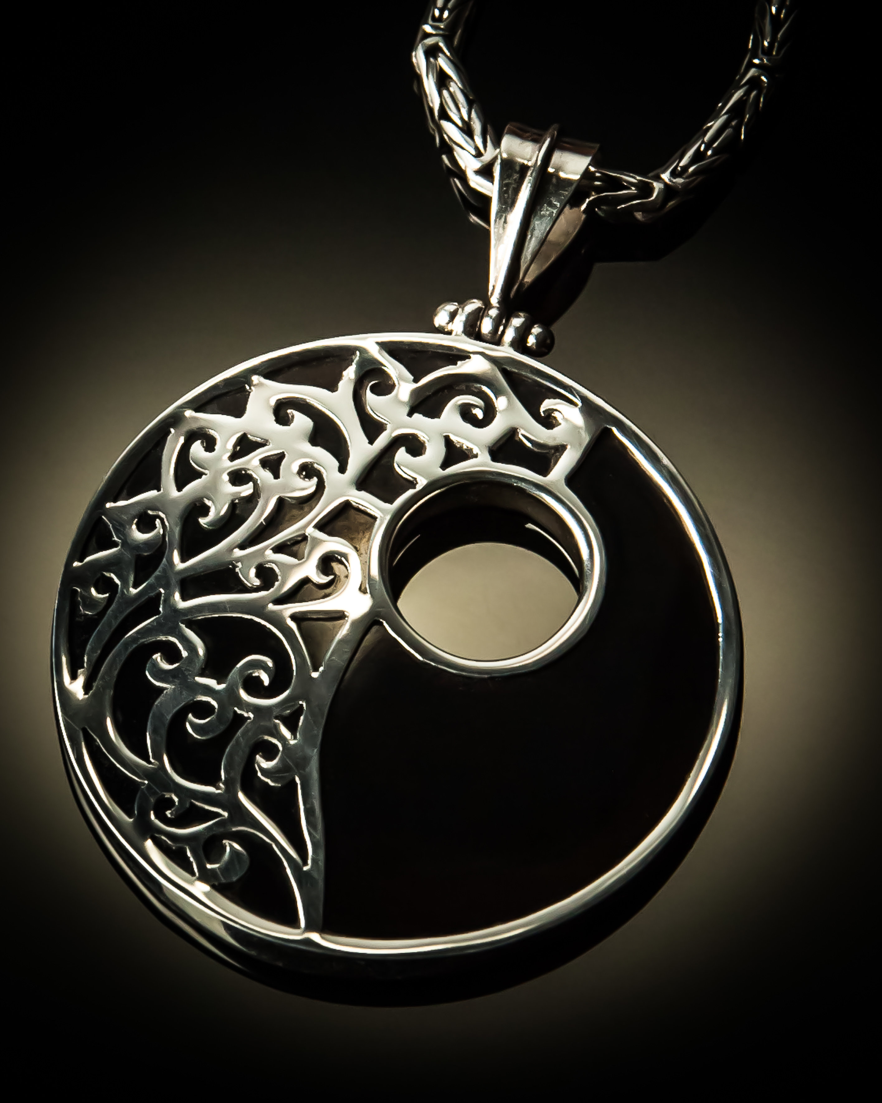 Black Shell Sterling Silver Overlay Design P-09063 Black shell