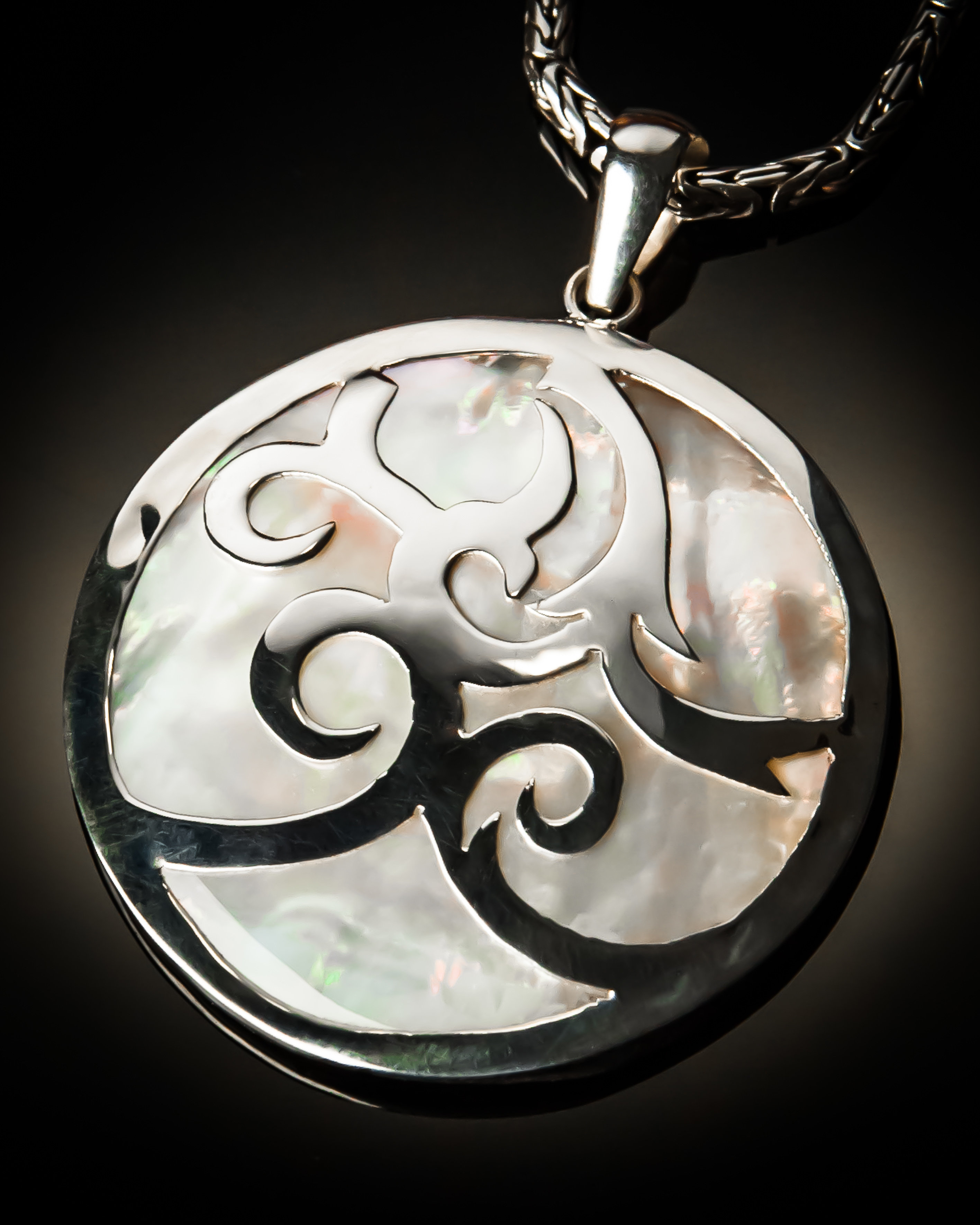 Mother of Pearl Sterling Silver Celtic Cut Pendant P-09050 Mother of Pearl