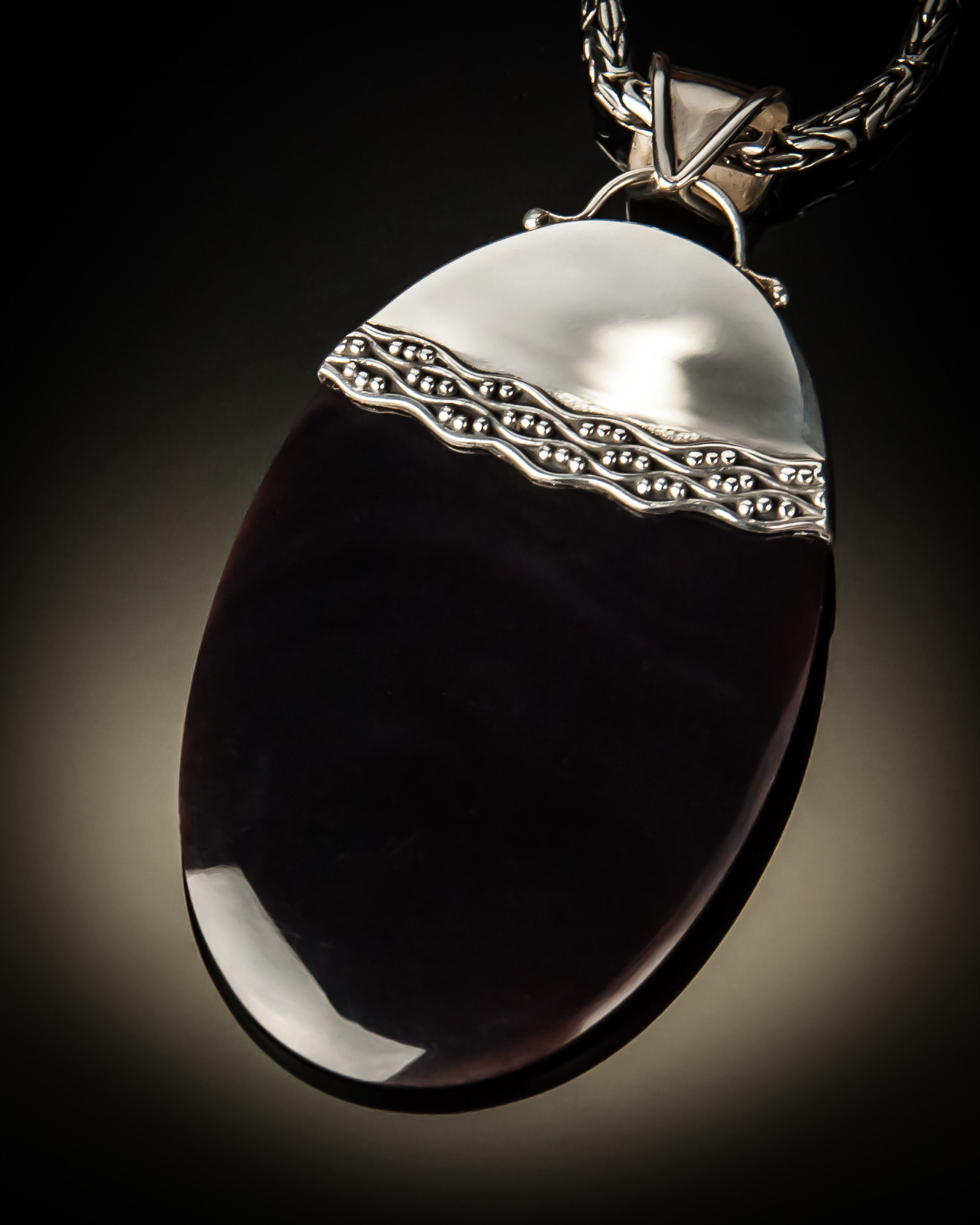 Brown Shell Laced Sterling Silver Pendant P-09036