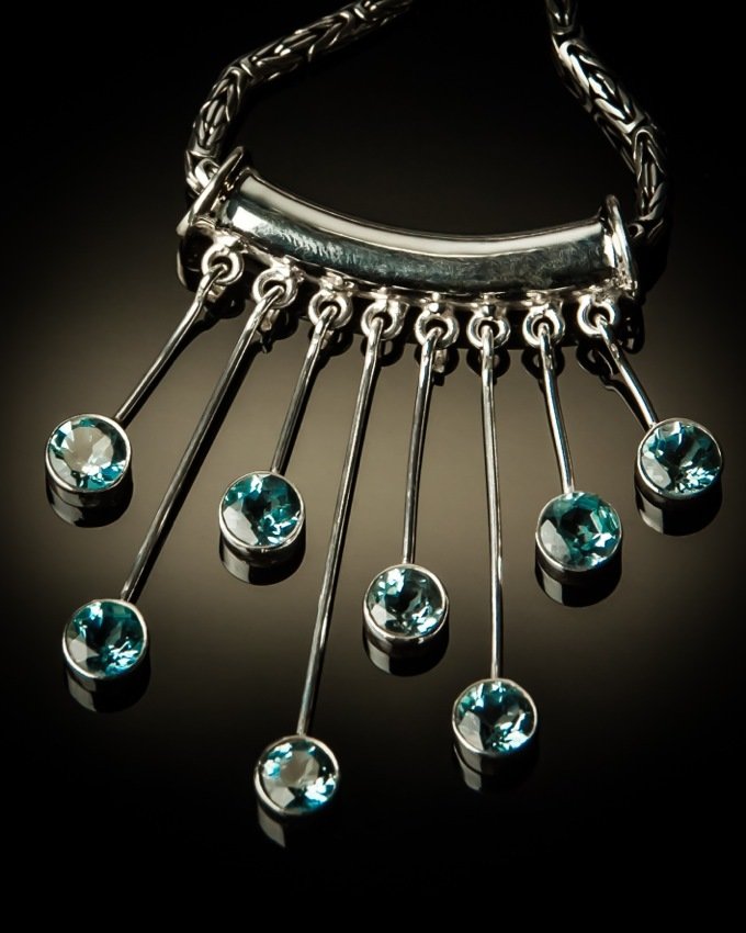 Sterling Silver Blue Topaz Drop Pendant LB-237-Blue topaz