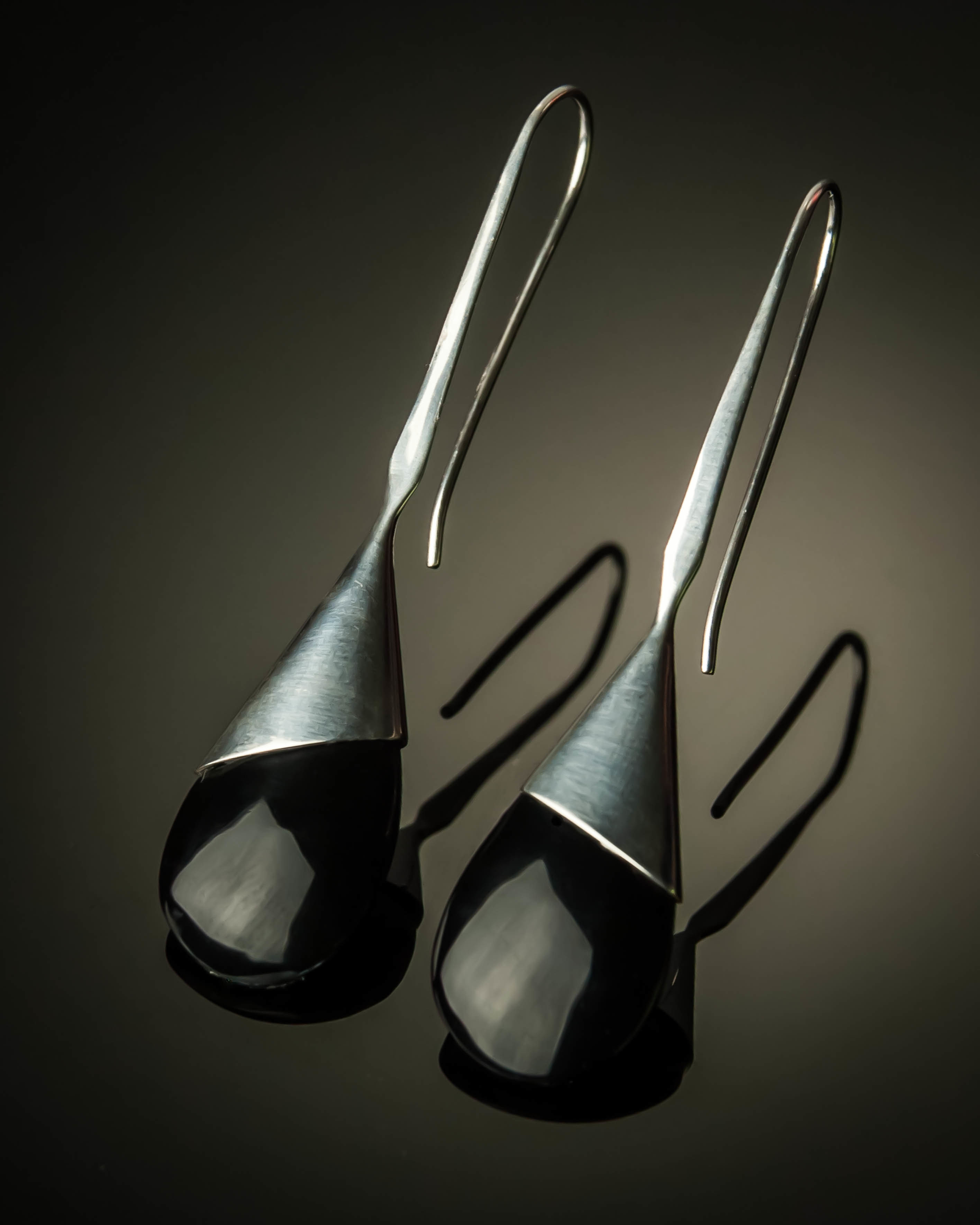 Long Handmade Teardrop Sterling Silver Earrings ER-09064