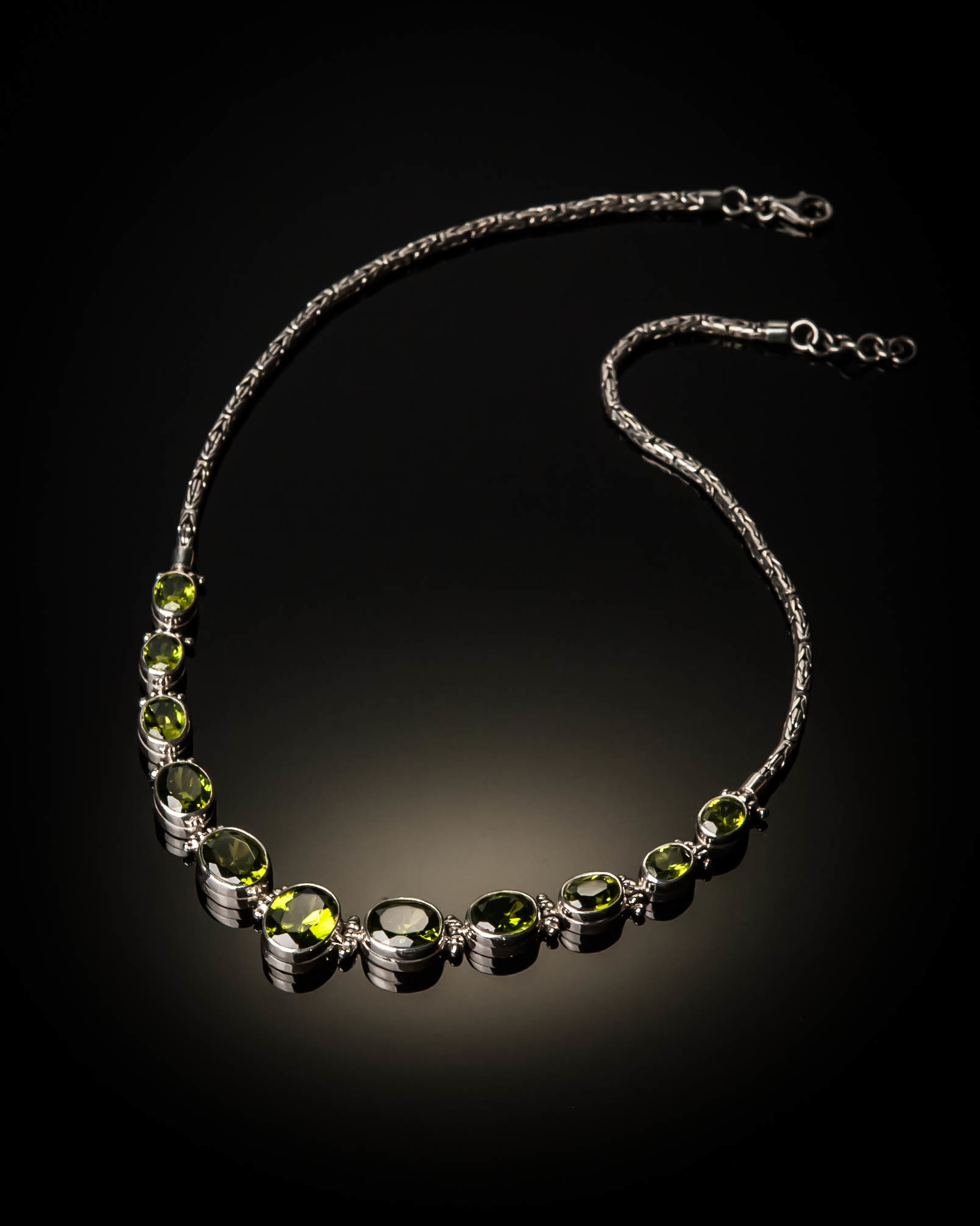 Sterling Silver Natural Peridot Necklace AKL-XXX-Peridot