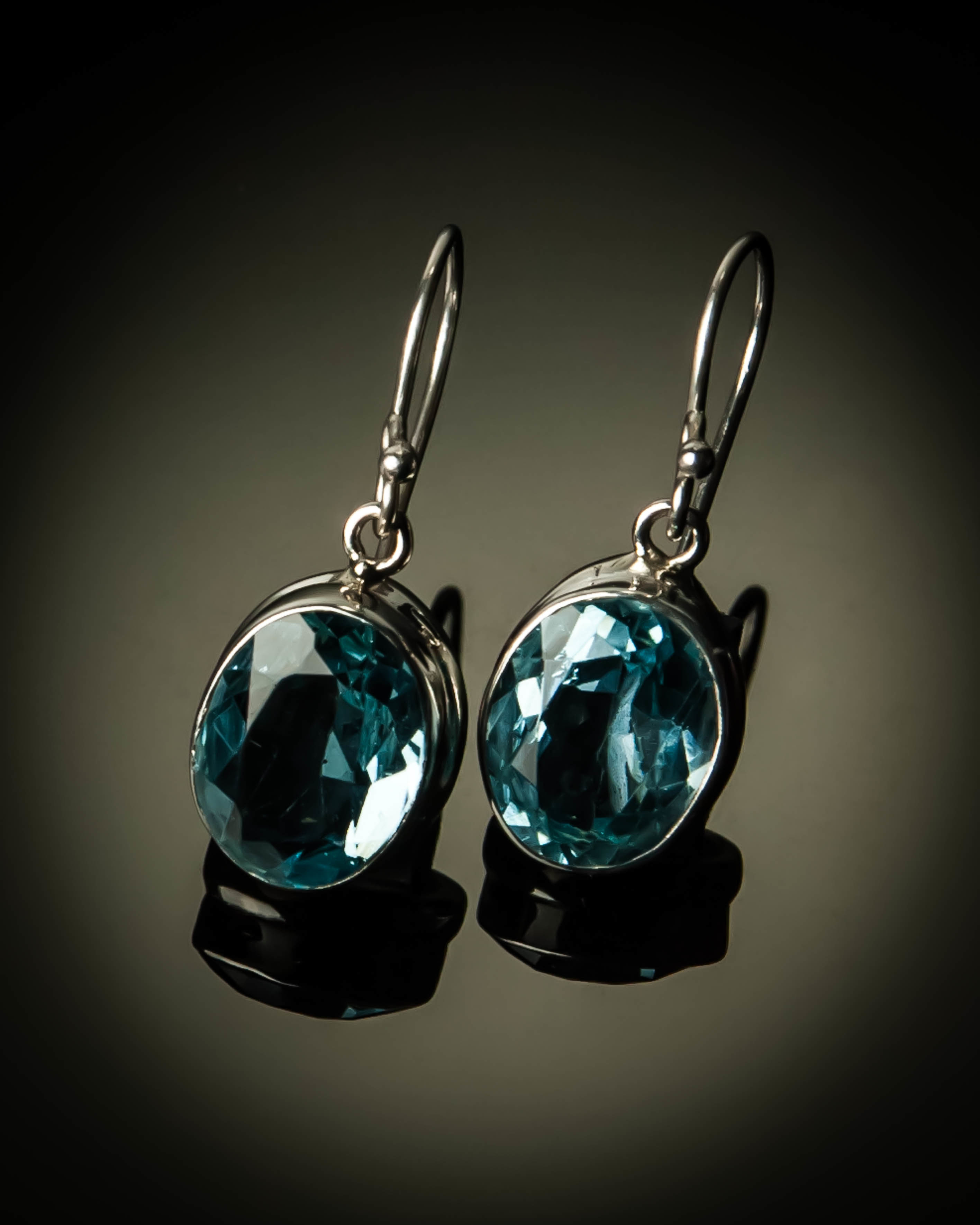 Sterling Silver Natural Blue Topaz Earrings ELE-AER-XXX Blue Topaz
