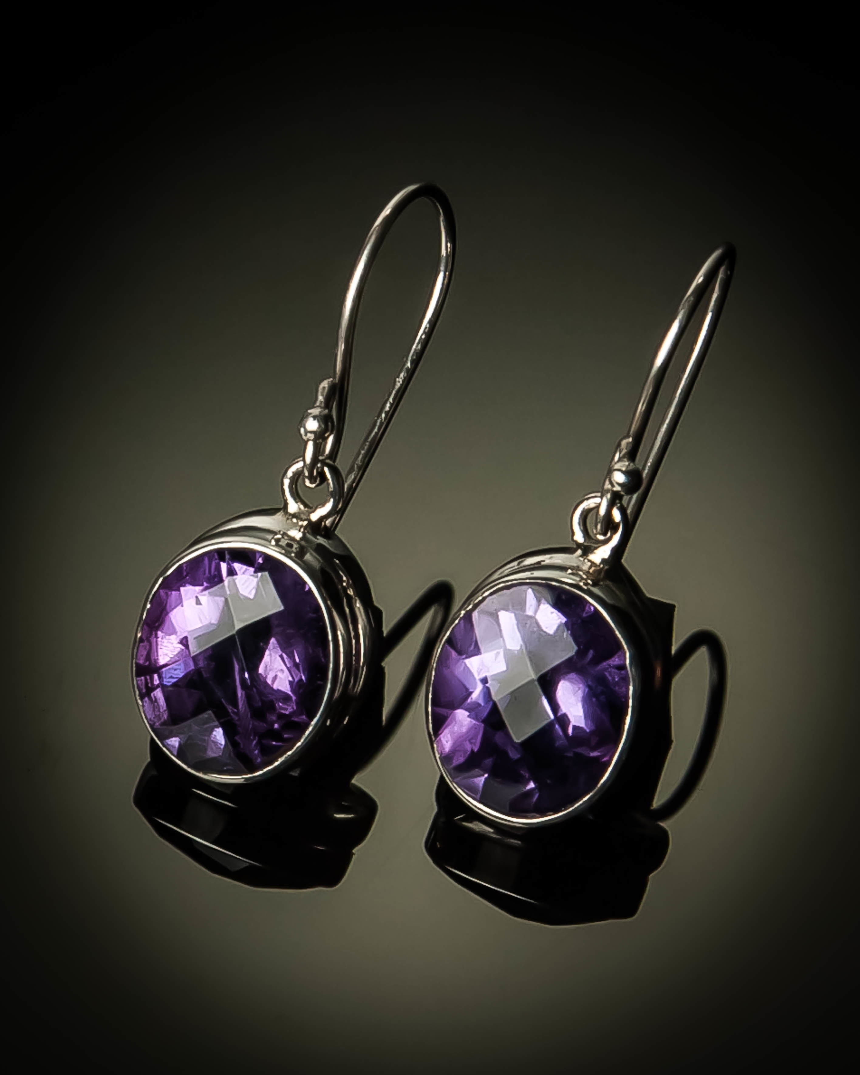 Sterling Silver Natural Amethyst Earrings ELE-AER-XXX Amethyst