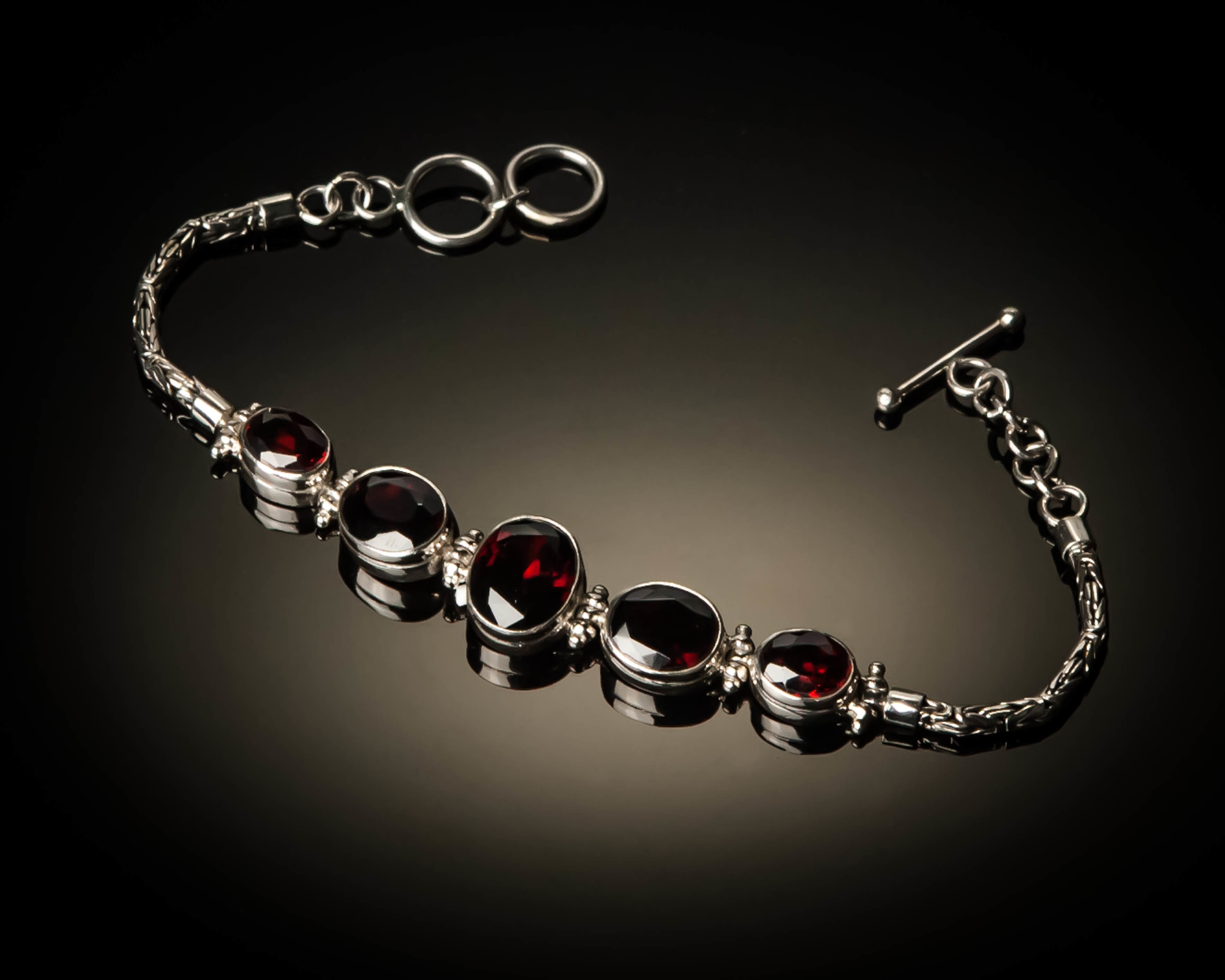 Sterling Silver Natural Garnet Bracelet AGL-XXX-Garnet