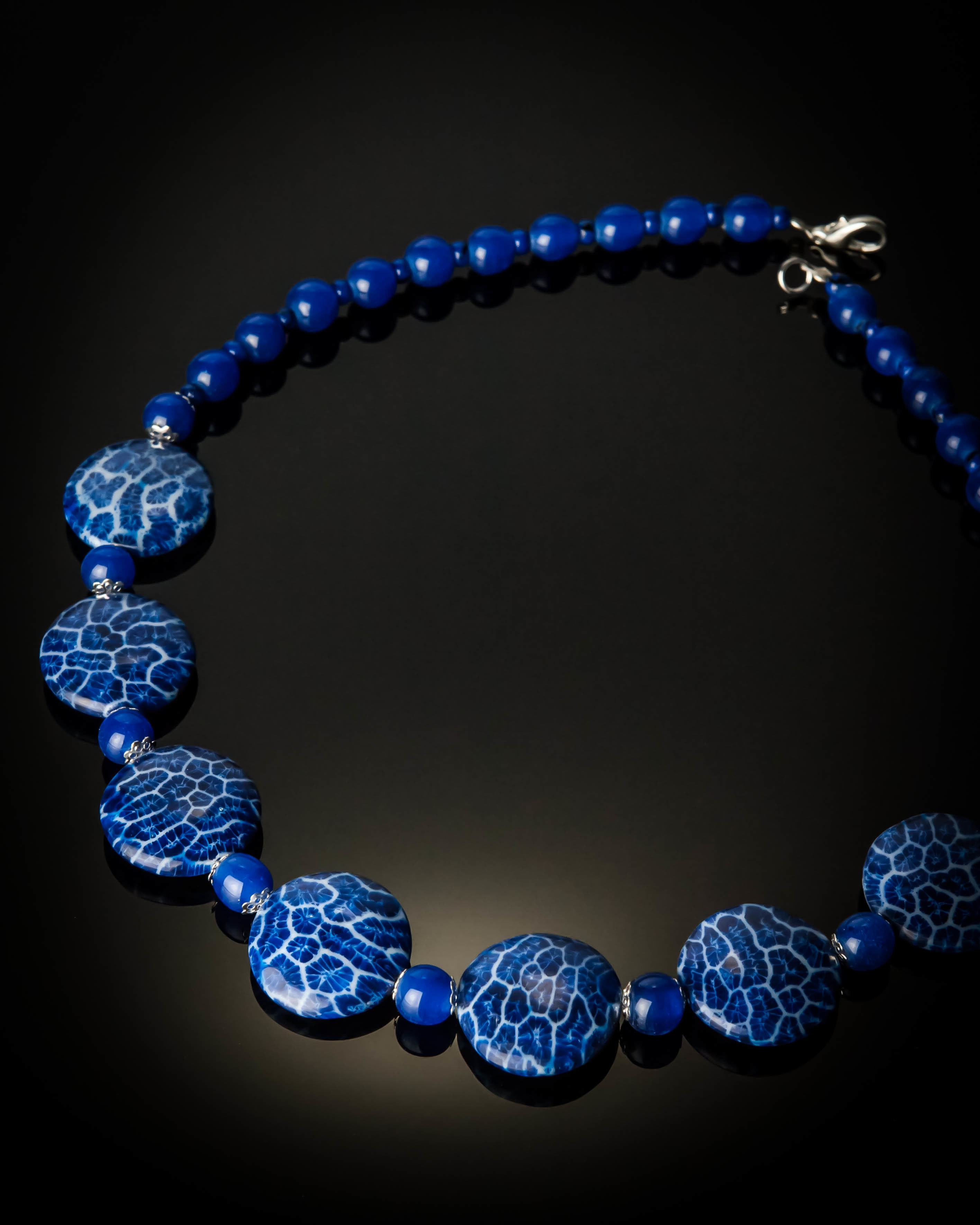 Blue Coral Blue Glass Beads Necklace 992S
