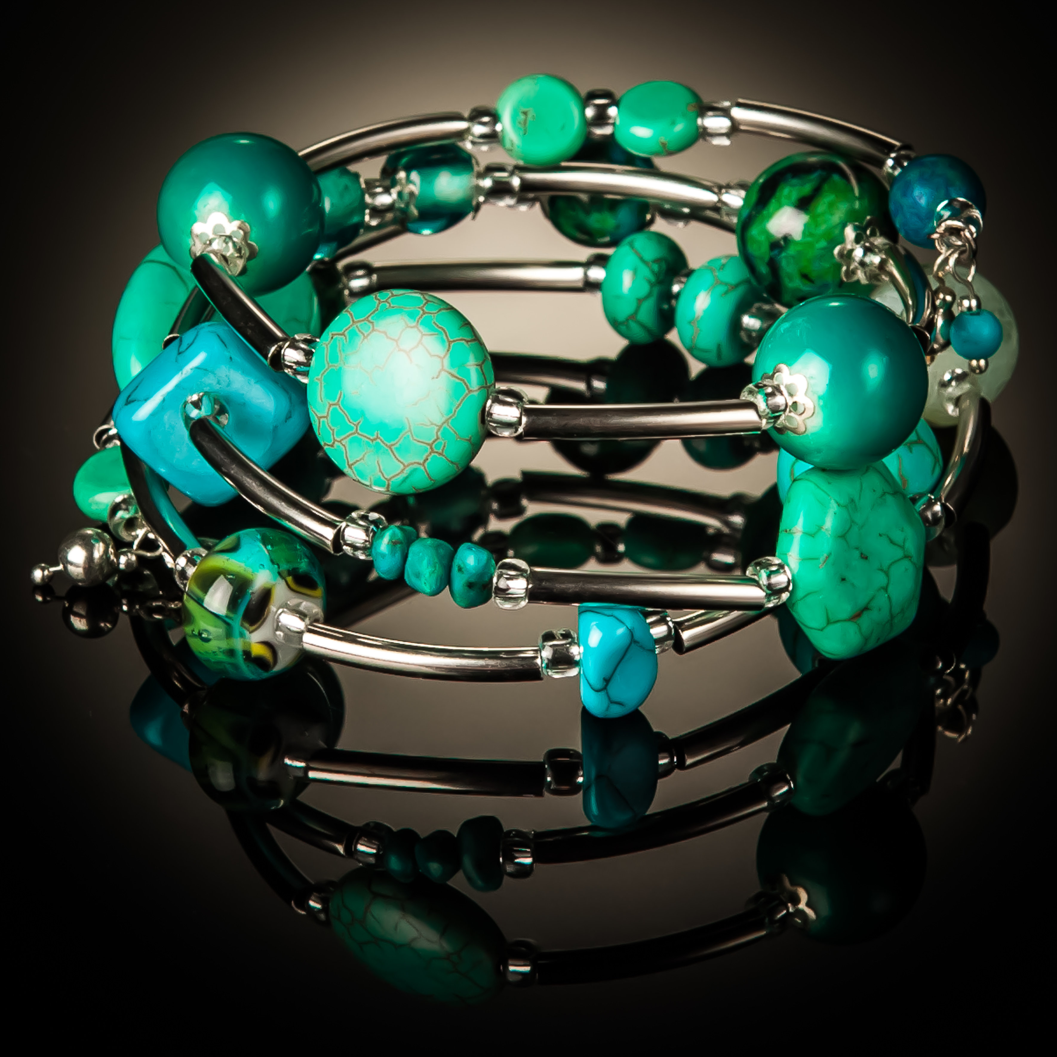 Turquoise Azurite Twist Bracelet 869