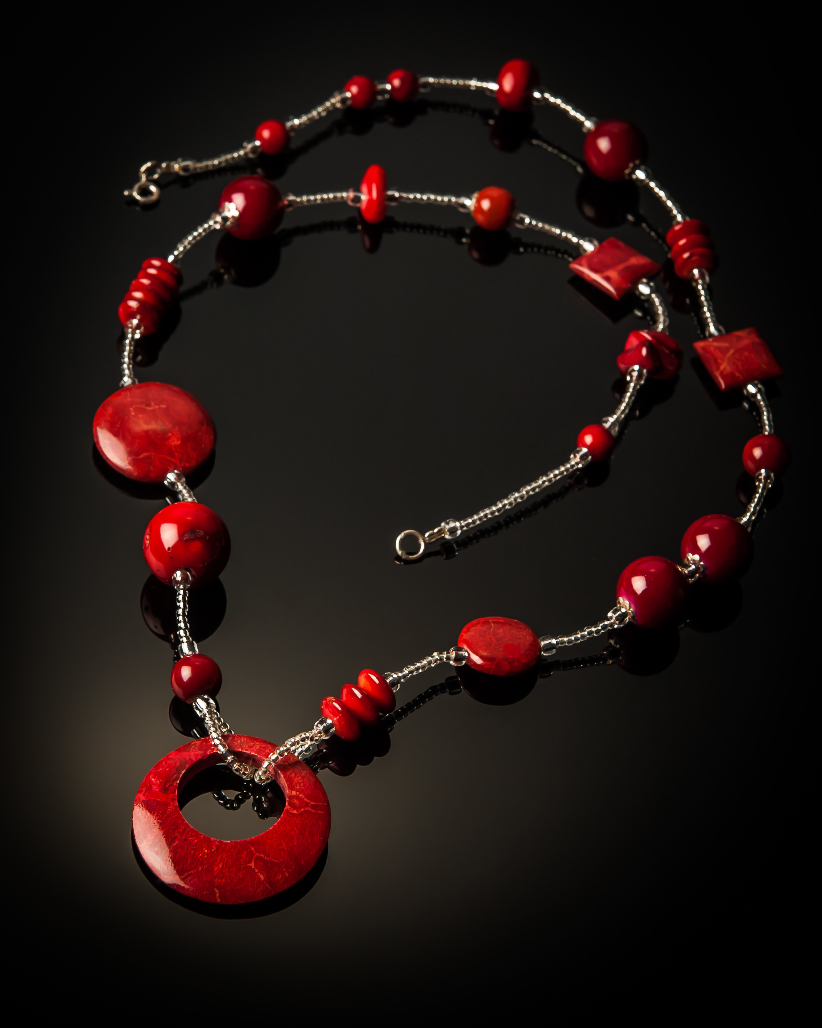 Red Coral Round Pendant Red Coral Beads 859