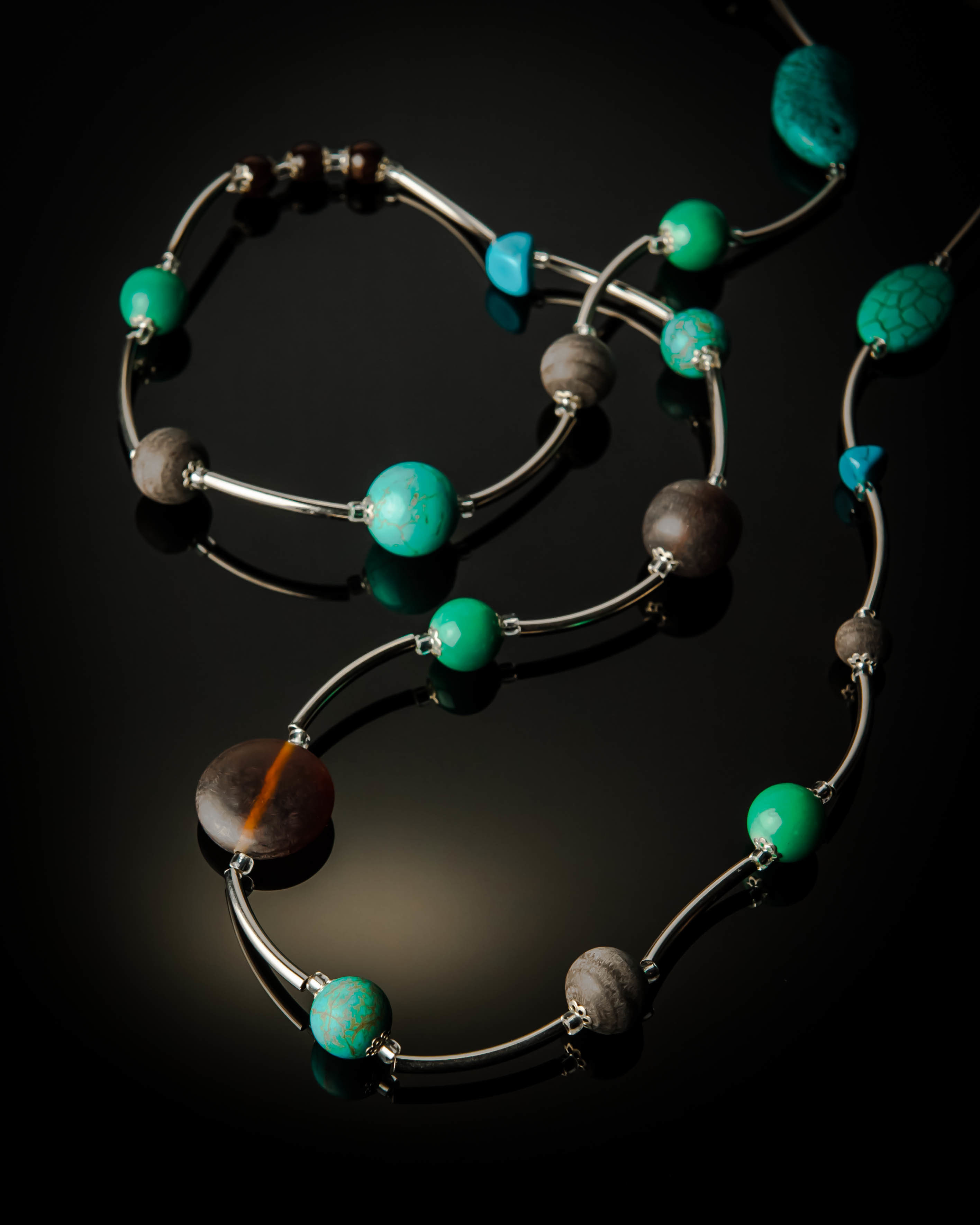 Turquoise Brown Long Necklace 839