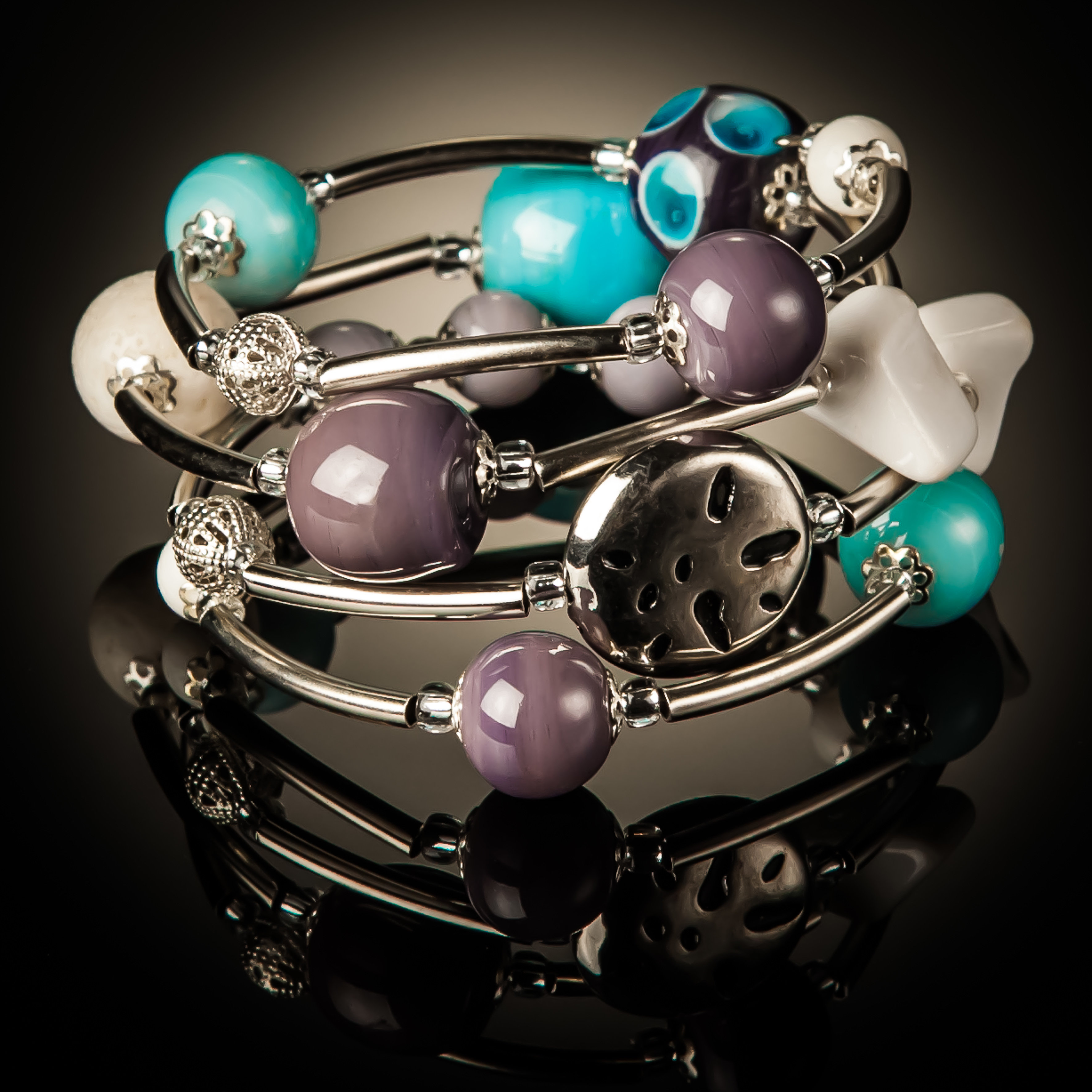 Baby Blue Purple Designer Beads Twist Bracelet 776